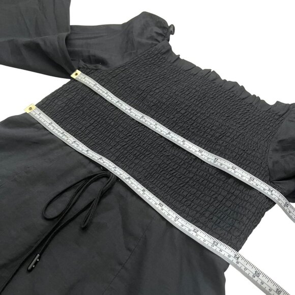 Alice McCall Bell Flare Sleeve Smocked Mini Dress Black Size 4 Boho Groovy - Picture 9 of 11